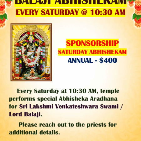 Saturday - Balaji Abhishekam