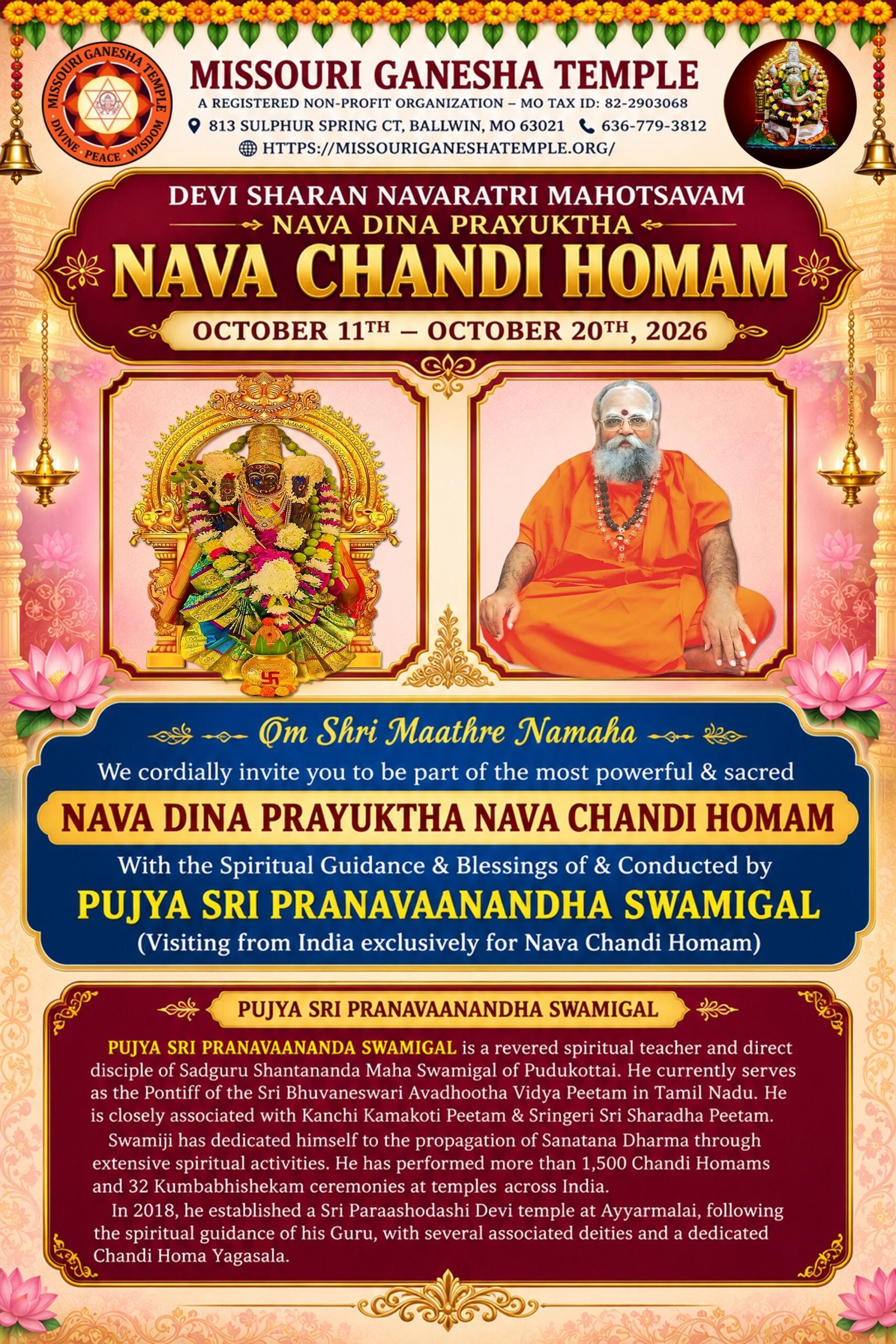Navaratri Mahotsavam - Pujya Sri Pranavaanandha Swamigal