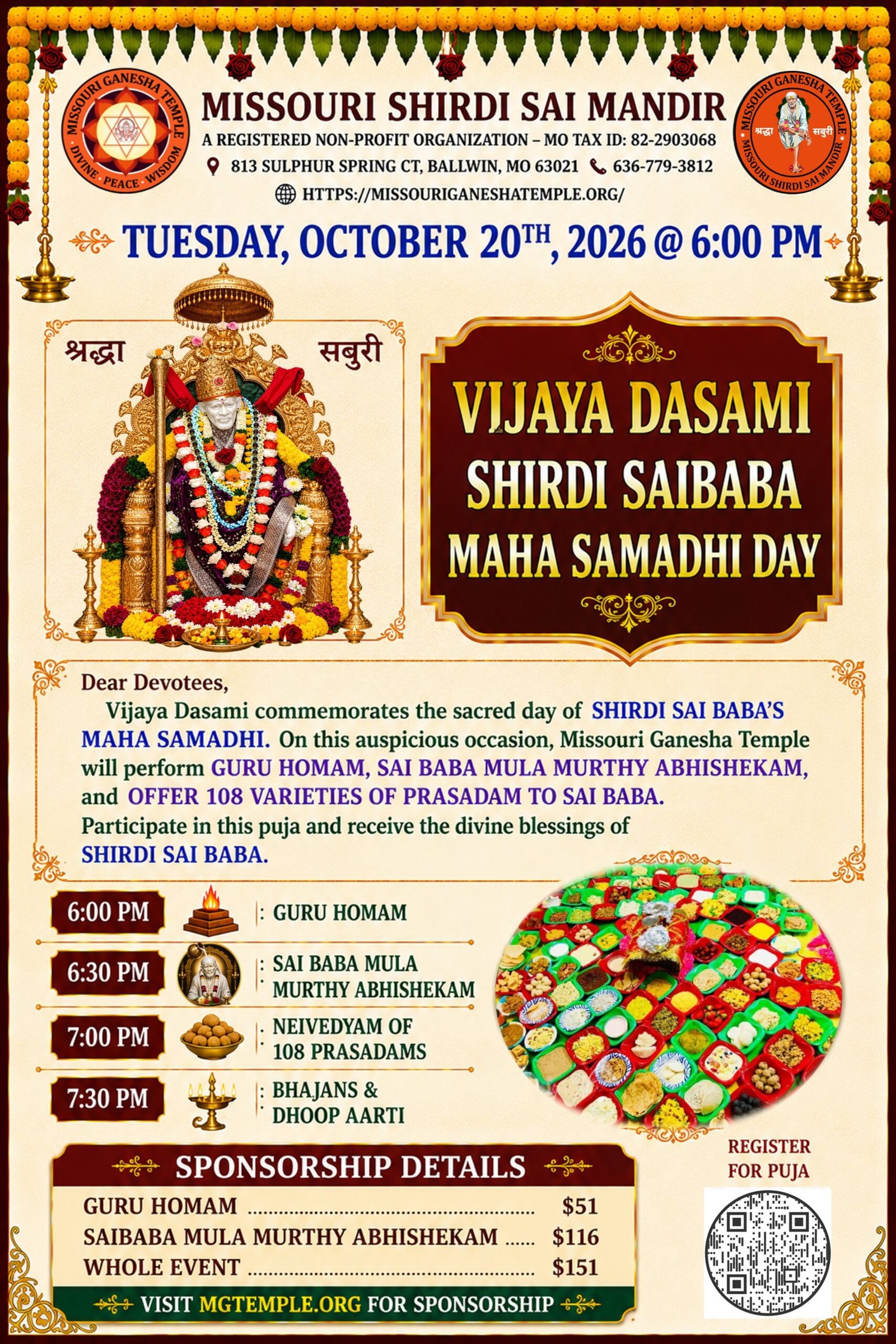 Vijaya Dasami Shirdi Saibaba Maha Samadhi Day